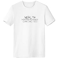 Quote Wealth is The Test of A Man's Character T-Shirt Workwear Pocket Short Sleeve Sport Clothing