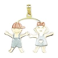 14k Yellow White and Rose Gold Boy And Girl Pendant Necklace Measures 31x32mm Jewelry Gifts for Women
