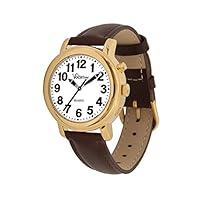 Womens Gold Tone Talking Watch - Brown Leather Band