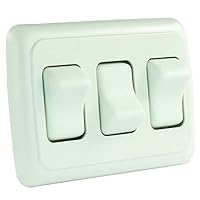 12025 White Triple SPST On-Off Switch with Bezel