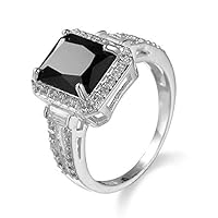 Chic Woman 925 Silver Black Sapphire Ring Engagement Wedding Jewelry Size6-10 (6)
