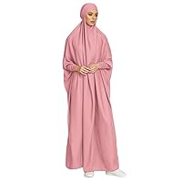 IKADEX Jilbab for Muslim Women Hooded Abaya Kaftan Dress Hijab Chador One-Piece Loose Fit Arabic Islamic Prayer Robe