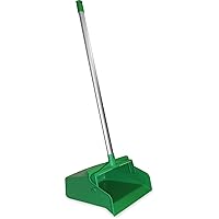 SPARTA Upright Dustpan with Aluminum Handle, Serrated Edge for Broom Combing, Secure Yoke Lock with Easy Storage Hanging Hole for Commercial Cleaning, Plastic, 30 Inches, Green, (Pack of 6)