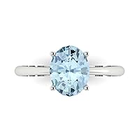 Clara Pucci 1.9ct Oval Cut Solitaire Natural Sky Blue Topaz Proposal Wedding Bridal Designer Anniversary Ring 14k White Gold for Women