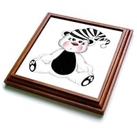 3dRose Cute Black and White Sleepy Bear - Trivets (trv_341629_1)