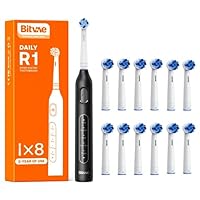 Bitvae R1 Rotating Electric Toothbrush Black with 13 Ultimate Clean Replacement Brush Heads