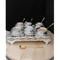 german silver ice cream set/snacks set/bowl with tray set for home decor/gift item/bowl tray with spoon set