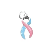 Fundraising For A Cause | Large Pink & Blue Ribbon Awareness Charms - Pink & Blue Ribbon Shaped Charms for Male Breast Cancer, Sudden Infant Death Syndrome, Birth Defects & Jewelry Making