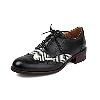 100FIXEO Women Wingtip Lace Up Vintage Oxford Shoes Brogues
