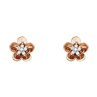 14KP GOLD CZ Flower Post Earrings