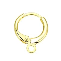 10pcs Adabele Real Gold Plated Sterling Silver Huggie Hoop Leverback Earring Hooks 12mm (0.47 Inch) Round Earwire Connector for Earrings Making SS88-2