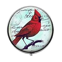 Cardinal - Vintage Cardinal Red Bird Pill Box - Charm Pill Box - Glass Candy Box