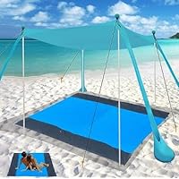 Beach Canopy Beach Tent Pop Up Shade 11X11 FT Portable Sun Shelter Extra Beach Blanket Stable Sun Protection with Carry Bag Easy Set Up for Family Outdoor Camping Fishing Backyard Picnics