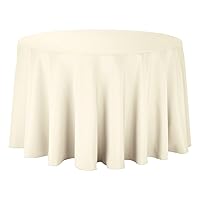 12 Pack 108 Inch Round Ivory Polyester Tablecloth, Table Cover, Stain and Wrinkle Resistant, Washable for Dining Table, Wedding Reception, Banquet, Party