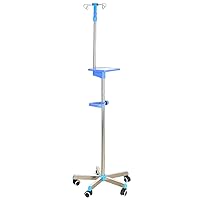 Stainless Steel Pole with Wheels, Medical Infusion Stand Adjustable Height Pole Drip Bag Stand with 4 Hooks for Elderly Home Care,Hospital and Clinic