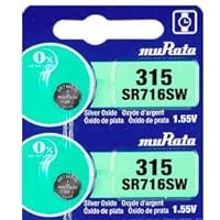 Murata 315 SR716SW Battery 1.55V Silver Oxide Watch Button Cell - Replaces Sony 315 (2 Batteries)