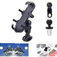 Motorcycle Phone Holder Motorbike Mirror Seat Phone Mount fit for Fork Stem Holes 13mm- 19mm Phone Mount (Style A)