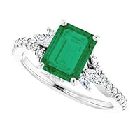 Twist Swirl 1.5 CT Emerald Cut Emerald Engagement Ring 14k Gold, By Pass Green Emerald Diamond Ring, Intertwined Emerald Ring, May Birthstone, Anniversary Ring, Promise Ring, Perfact for Gift