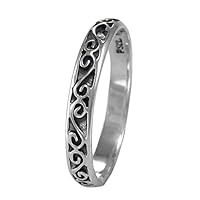 Narrow Sterling Silver Celtic Motif Band Ring (Size 4-15)