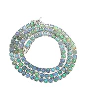 Genuine Round Ethiopian Fire Opal Tennis Necklace 925 Silver Jewelry Tennis Chain For Men/Women