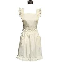 Cute Lovely Cotton Retro Kitchen Cooking Aprons for Women Girls Vintage Baking Apron with Pockets for Mother Gift