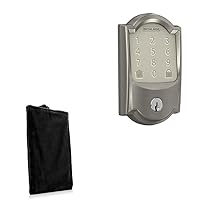 BoxWave Case Compatible with Schlage Encode Camelot Touchscreen Deadbolt - Velvet Pouch, Soft Velour Fabric Bag Sleeve with Drawstring - Jet Black