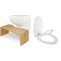 Squatty Potty Oslo Folding Bamboo Toilet Stool – 7 Inches, Collapsible Bathroom Stool & Mayfair 1888SLOW 000 NextStep2 Toilet Seat with Built-in Potty Training Seat, Slow-Close