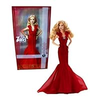 Barbie Mattel Year 2007 Pink Label Collector Series 12 Inch Doll - American Heart Association Go Red for Women (K7957) with Red Chiffon Gown, Earrings and Rhinestone Brooch Accent