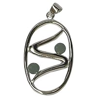 Chic-Net Women's Pendant 925 Sterling Silver with Two Oval Jade Balls 3-4 cm