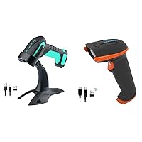 Tera 1D 2D QR Barcode Scanner Wireless with Stand, Heavy Duty Industrial IP66 Drop & 1D 2D QR Barcode Scanner Wireless and Wired with Battery Level Indicator Digital Printed Bar Code Reader