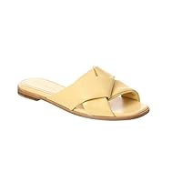 Salvatore Ferragamo Women's Alrai Butter Yellow Leather Criss Cross Sandals Flat Shoes