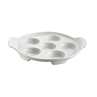 CAC China Porcelain Round Escargot Dish with 2 Handles, 8-1/2 by 1-1/4-Inch, Super White, Box of 24