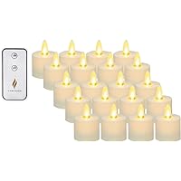 24 Pack Flameless Flickering Flame Flameless Tealight - Smooth Matte - Pearl Ivory Remote Ready Battery Operated Plastic LED (1.4