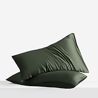 Eucalyptus Cooling Pillowcases King Size Set of 2 | Certified Tencel Lyocell Fiber | Cool Vegan King Size Silk Pillowcases for Skin and Hair (20x40 Inches, Set 2, Avocado Green)
