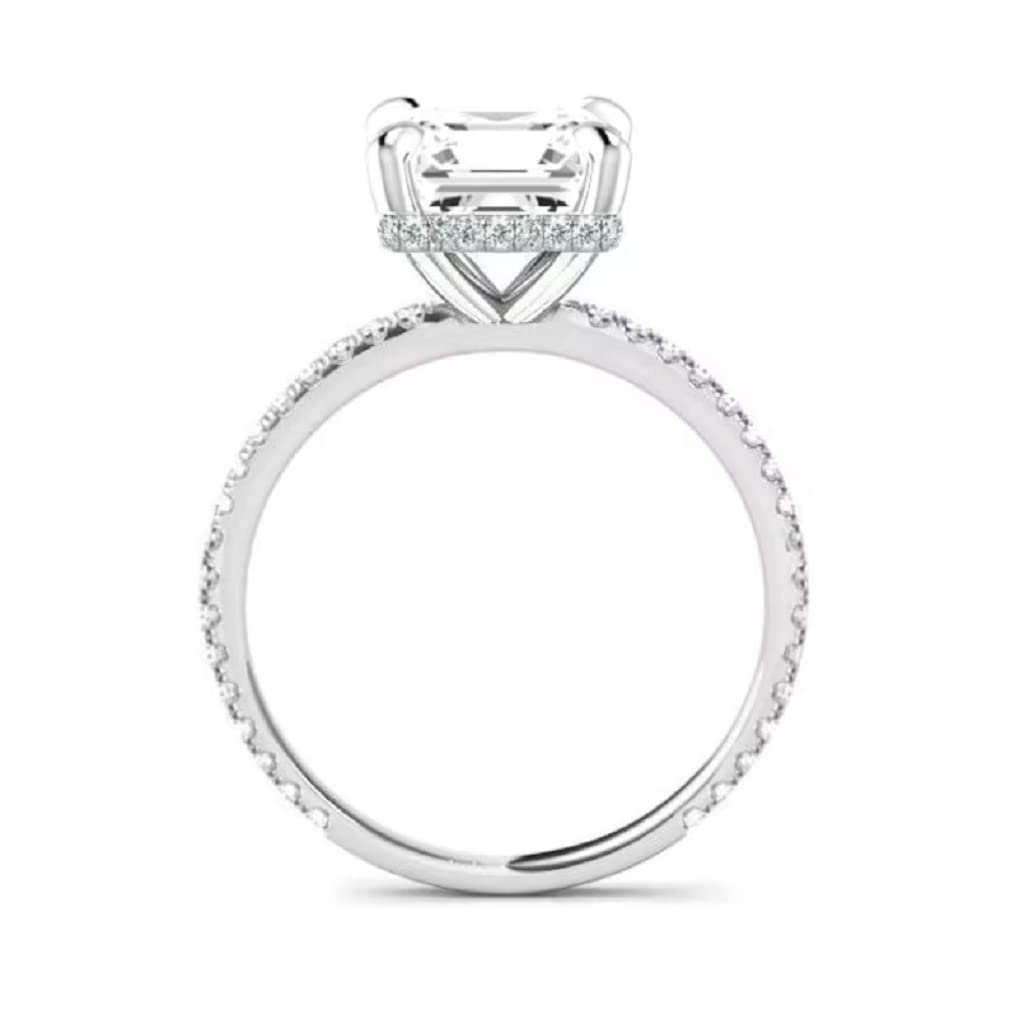 Mois Engagement Ring, Radiant Cut 8.00Ct, VVS1 Clarity, Moissanite Diamond, Hidden Halo Ring, 925 Sterling Silver Ring, Anniversary Ring, Wedding Gift, Perfact for Gift Or As You Want