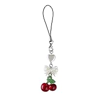 Cherry Phone Charm Heart Pendant Acrylic Keyring Bag Ornament Jewelry Strap Lanyard Phone For Any Occasion