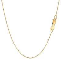 14K Yellow or White or Rose/Pink Gold 0.5mm Shiny Diamond Cut Cable Link Chain Necklace for Pendants and Charms with Spring-Ring Clasp (16