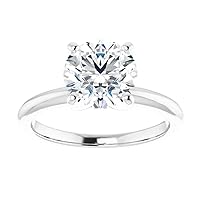 10K Solid White Gold Handmade Engagement Rings 2.25 CT Round Cut Moissanite Diamond Solitaire Wedding/Bridal Ring Set for Woman/Her Propose Ring, Perfact for Gifts Or As You Want