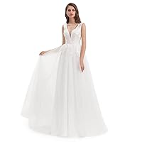 Women Ball Gown Lace Wedding Dresses for Bride 2024 V Neck A Line Princess Bridal Dress with Train