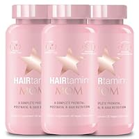 HAIRtamin MOM Vegan Prenatal & Postnatal Multivitamin Capsules & Hair Vitamins, Postpartum, Breastfeeding, Hair Nails, and Skin Vitamins for Women with Biotin, Zinc, Iron (3-Pack)