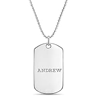 925 Sterling Silver Personalized Chain ID Tag Pendant Necklace For Young Boys, Pre-Teens and Teens 18