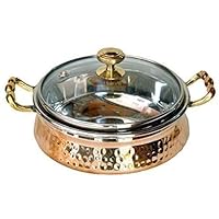 100% Pure Beautiful Steel Copper Casserole Dish Serving Royal Handi Stylish Glass Lid -7 Inch Indian Dinning Experience, Gift, Valentine Gift,