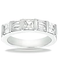 2.00 ct Ladies Princess and Baguette Cut Diamond Wedding Band In Channel Setting in 14 kt White Gold