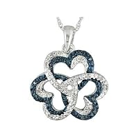 2Ct Round Cut Lab Created Sapphire & Dimaond Flower Pendant With Chain in 14k White Gold Plated By Elegantbalaji