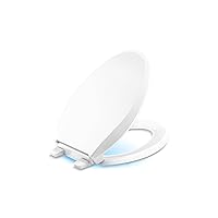 KOHLER 75796-RL-0 Cachet Nightlight ReadyLatch Elongated Toilet Seat, Toilet Seat with Nightlight, Grip-Tight Bumpers, Quiet-Close Lid and Seat, White