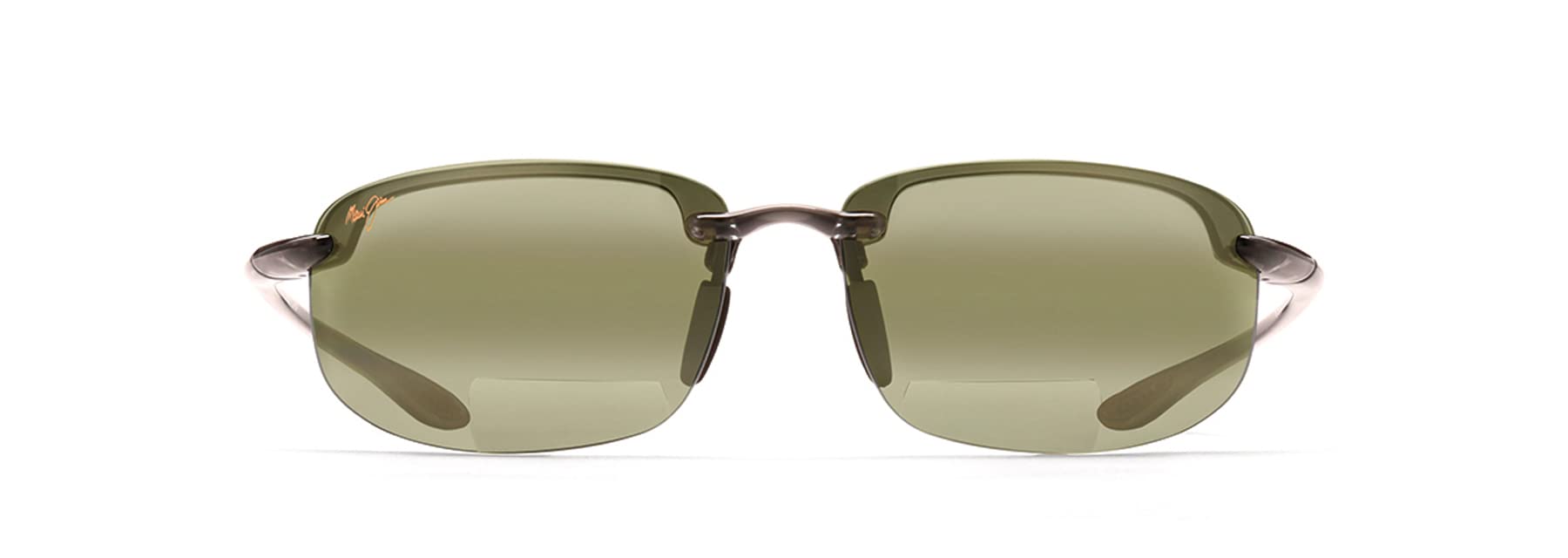 Maui Jim Ho'okipa Reader Asian Fit Rectangular Reading Sunglasses, Trans Smoke Grey/Maui HT Polarized, Medium + 2