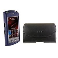 Innocase Surface and Horizontal Leather Case Combo for BlackBerry Storm 9530 - Sapphire Blue/Black