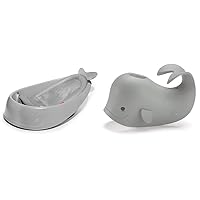 Skip Hop Baby Bath Tub, 3-Stage Smart Sling Tub, Moby, Grey & Baby Bath Spout Cover, Universal Fit, Moby, Grey