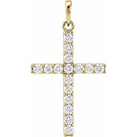 ABHI 1.50 CT Round Cut Diamond Cross Pendant Necklace 14K Yellow Gold Over Free Chain for Women's
