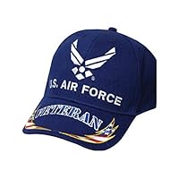 US Air Force Symbol Veteran Cap 100% Cotton w/Embroidered Branch Logo (Flag)